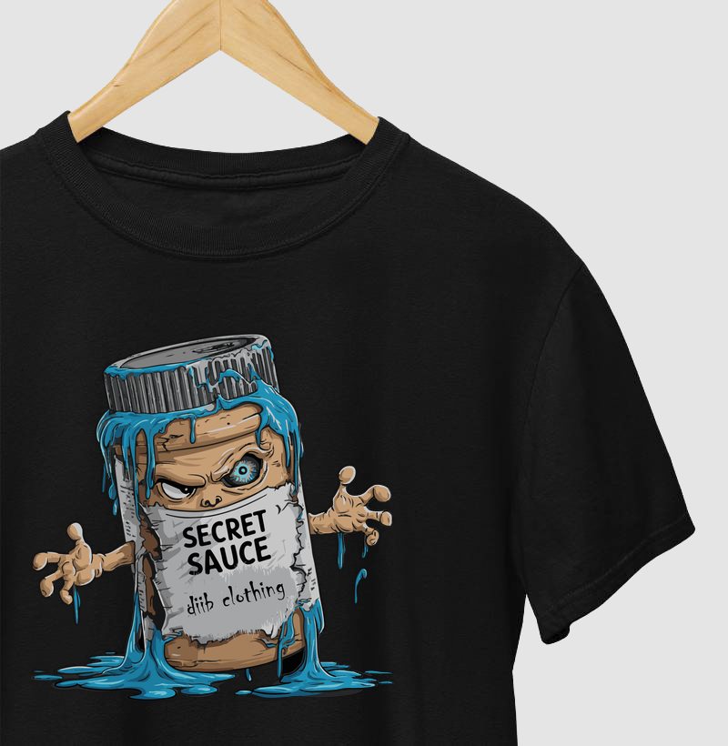 Camiseta "Diib Clothing Secret Sauce" - Pote de Manteiga de Amendoim Zumbificado