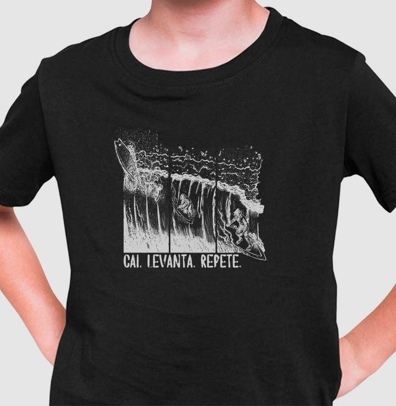 Camiseta Surf , Cai, Levanta, Repete 