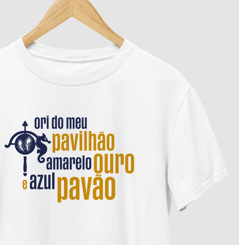 Ori do meu pavilhão amarelo ouro e azul pavão
