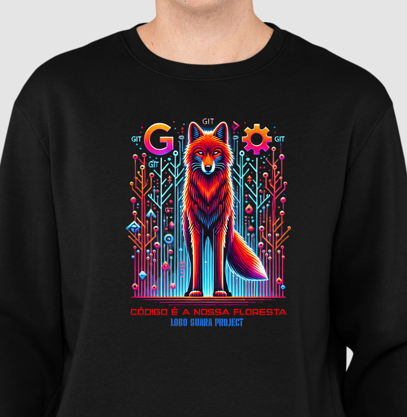 Suéter Moletom - Lobo Guará Project: Código é a nossa floresta