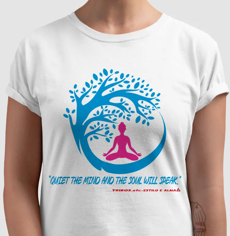 CAMISETA RESERVA.INK MASCULINA E FEMININA TRIBOS.etc YOGA QUIET THE MIND