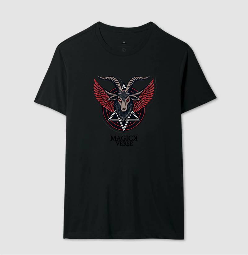 Pentagrama Invertido com Baphomet Alado - Preto Sm