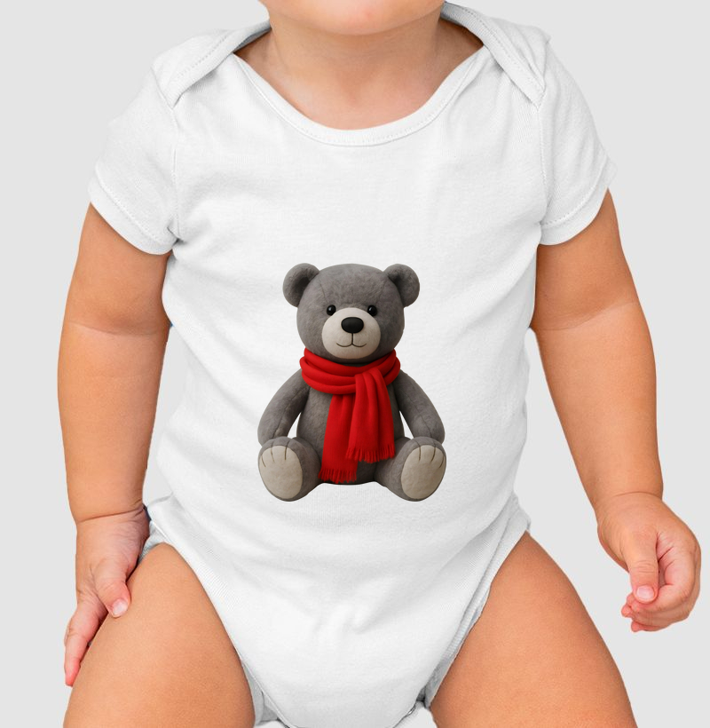 Body Infantil Urso Grey Algodão