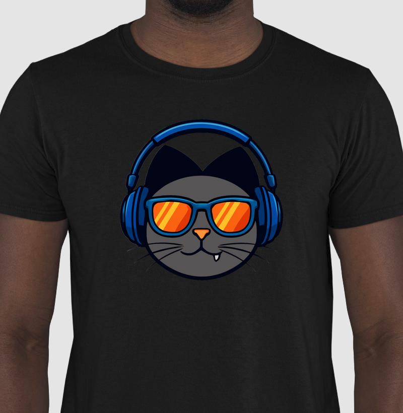 Camisa Gato Zin Masculina Fone Azul