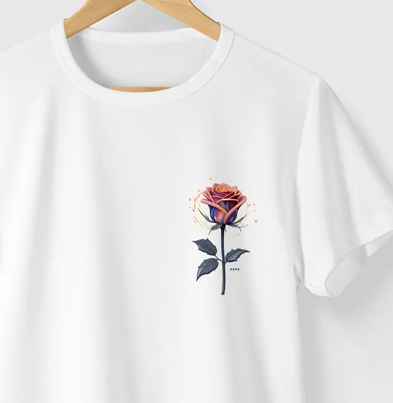 Camiseta ROSE COLOR - BRANCA - (100% Algodão)
