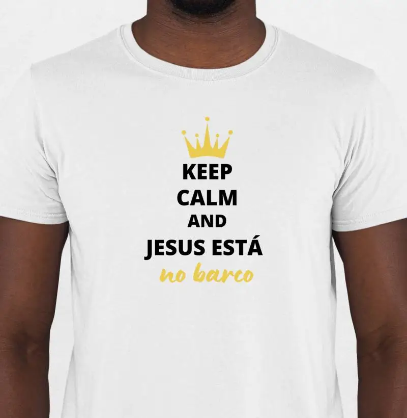 Camiseta Masculina "Keep Calm and Jesus está no barco"
