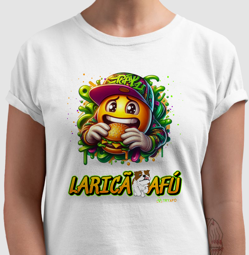 Camiseta Feminina Estampada Try Afú: Arte de Rua, Estilo com Estampa Exclusiva "Laricão"