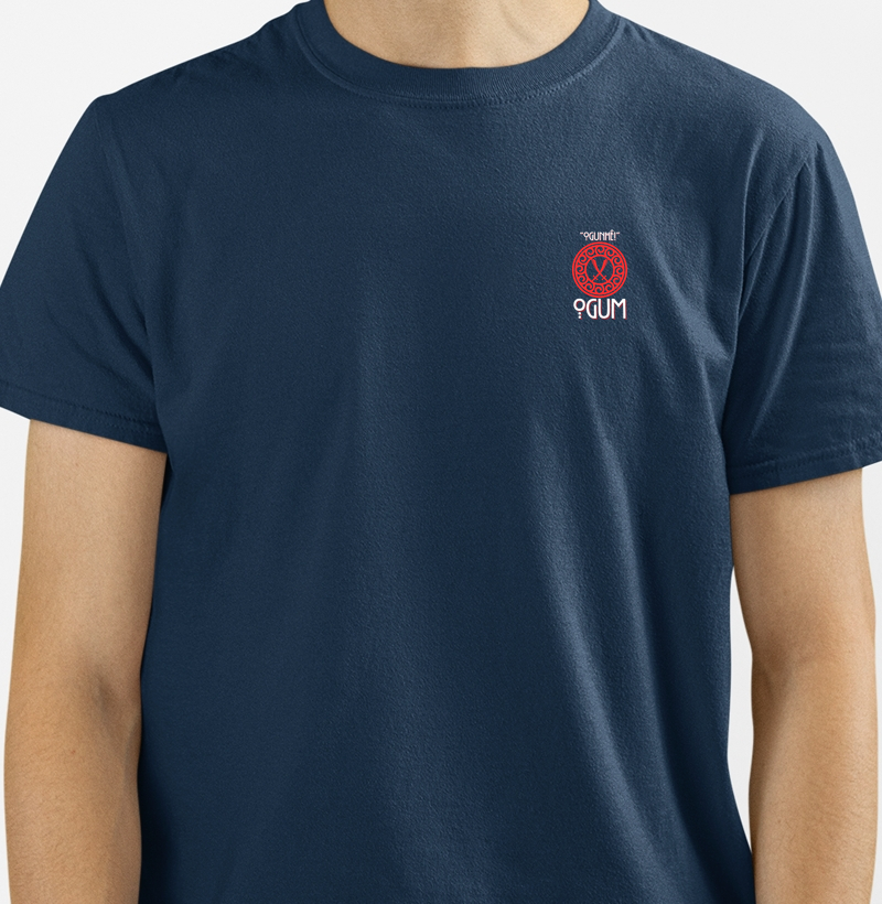 Camiseta Bls Ogunhê Ogum Sombreada Azul Marinho Masc.