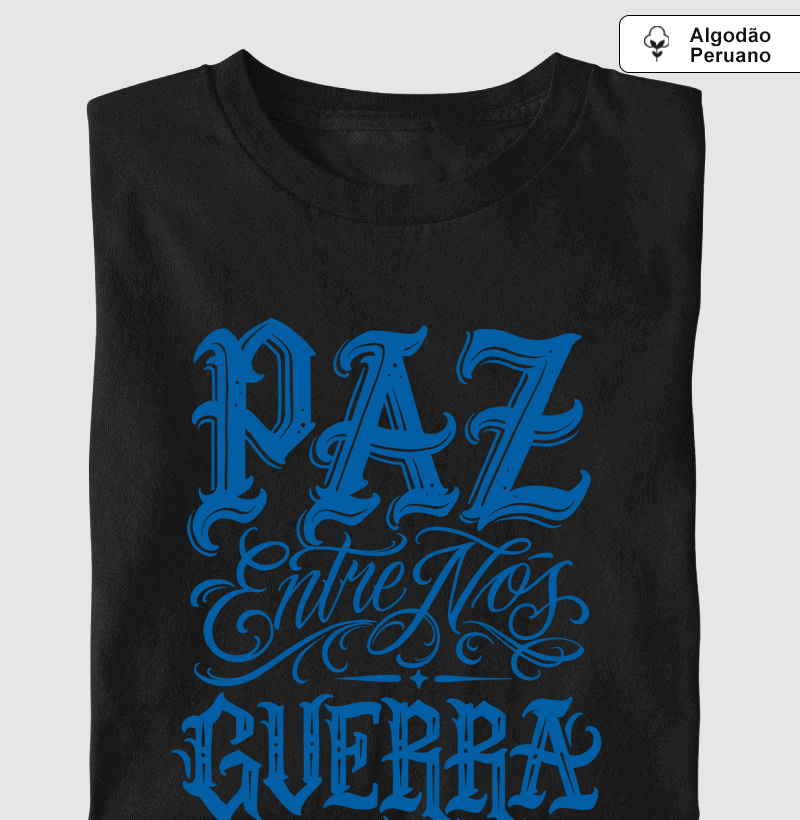 Camiseta  Algodão Peruano Paz Entre Nós Azul