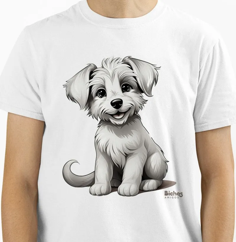 Camiseta Maltês - Coleção Estampa Única - Bichos Amigos