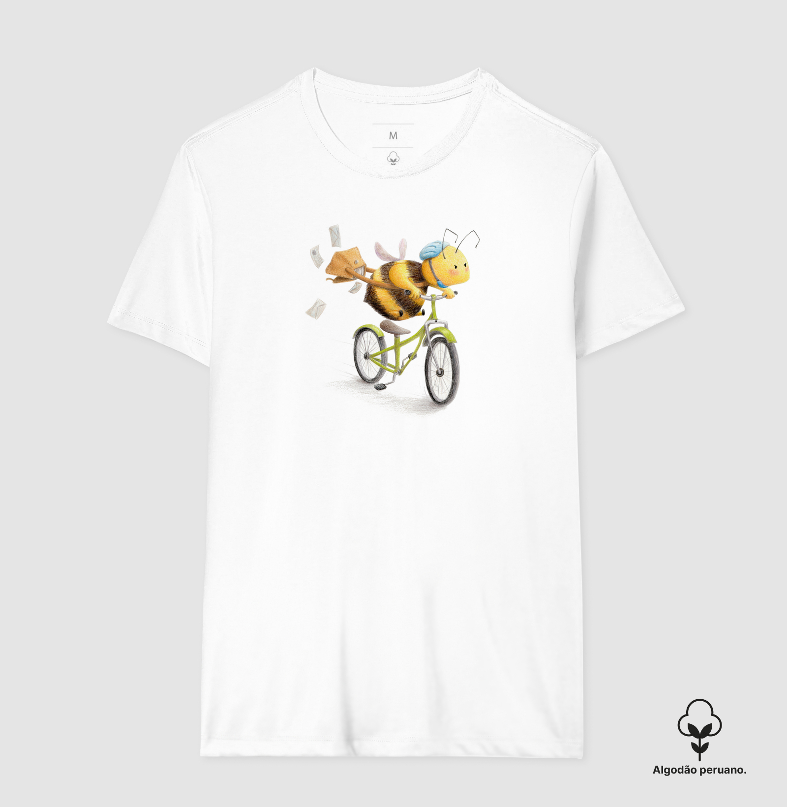 Camiseta Algodão Peruano Abelha Carteiro 