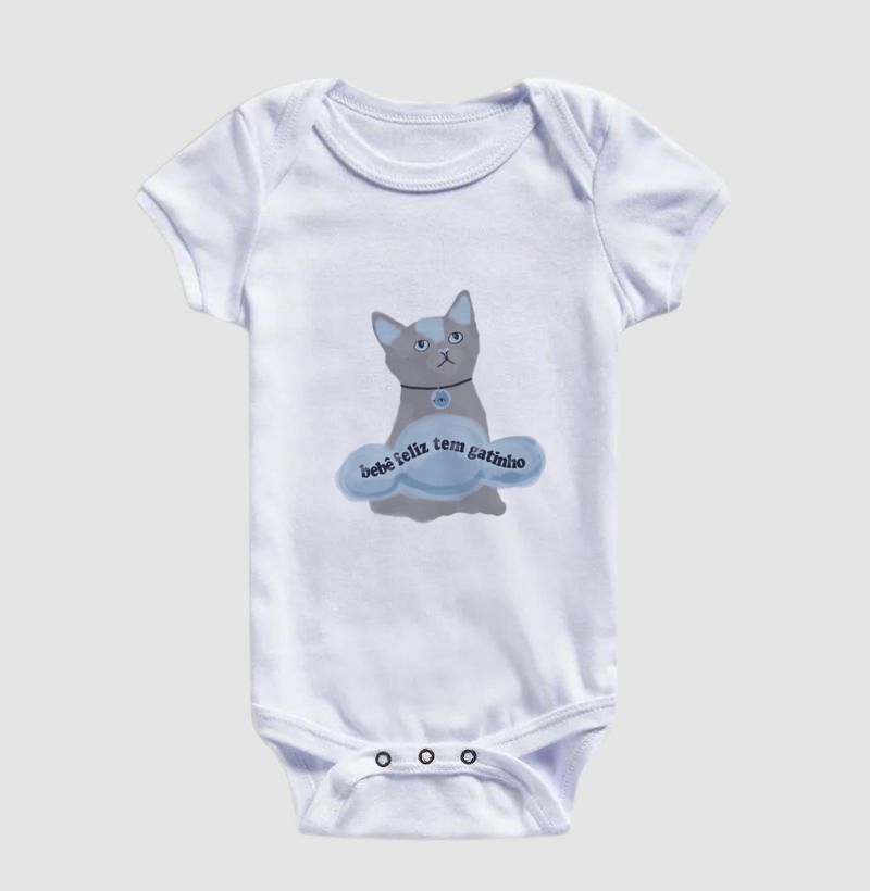 Body de Bebê - Bebê feliz tem gatinho
