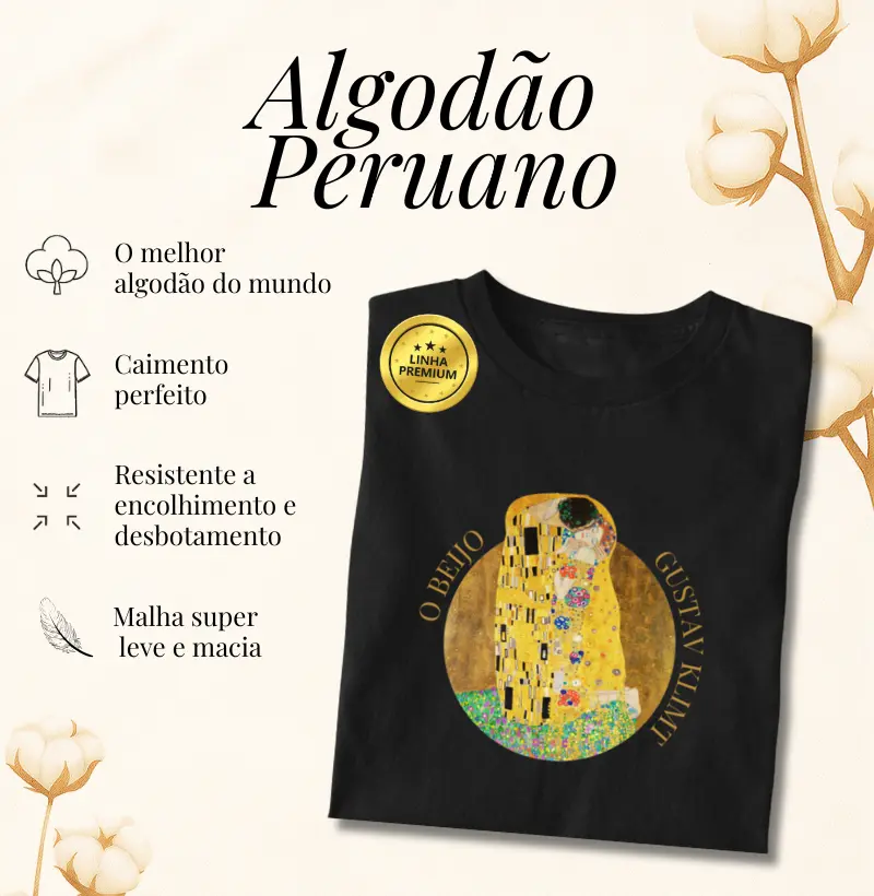 Algodão Peruano - O Beijo- Gustav Klimt