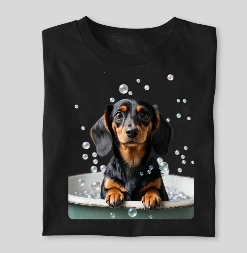Dachshund em bolhas de sabão