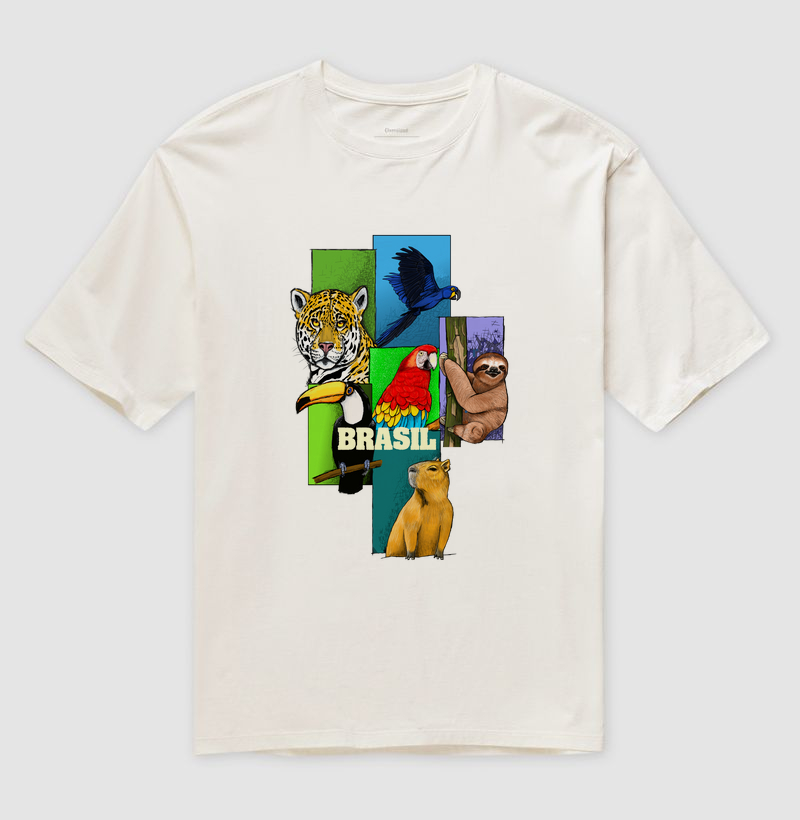 Camiseta Oversized Animais do Brasil