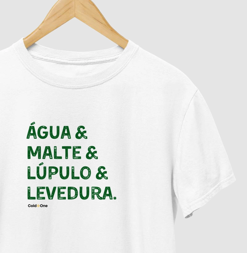 Camiseta Água& Malte& Lúpulo& Levedura