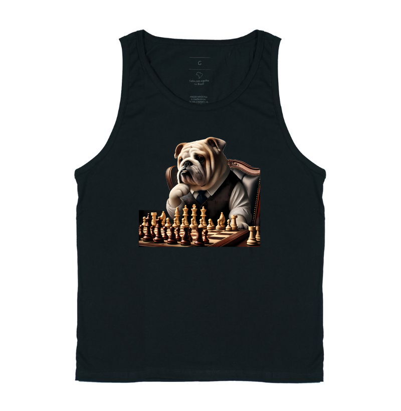 Bulldog jogando xadrez
