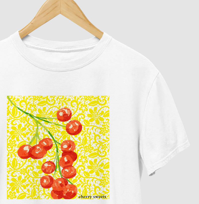T-shirt cereja rendada