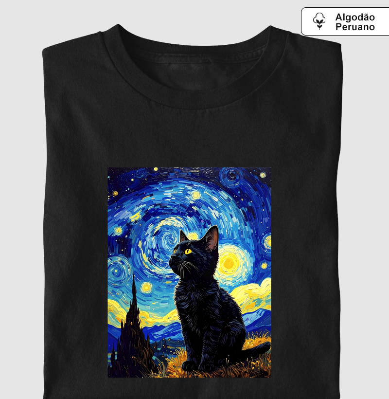 Gatinho e a Noite Estrelada Van Gogh