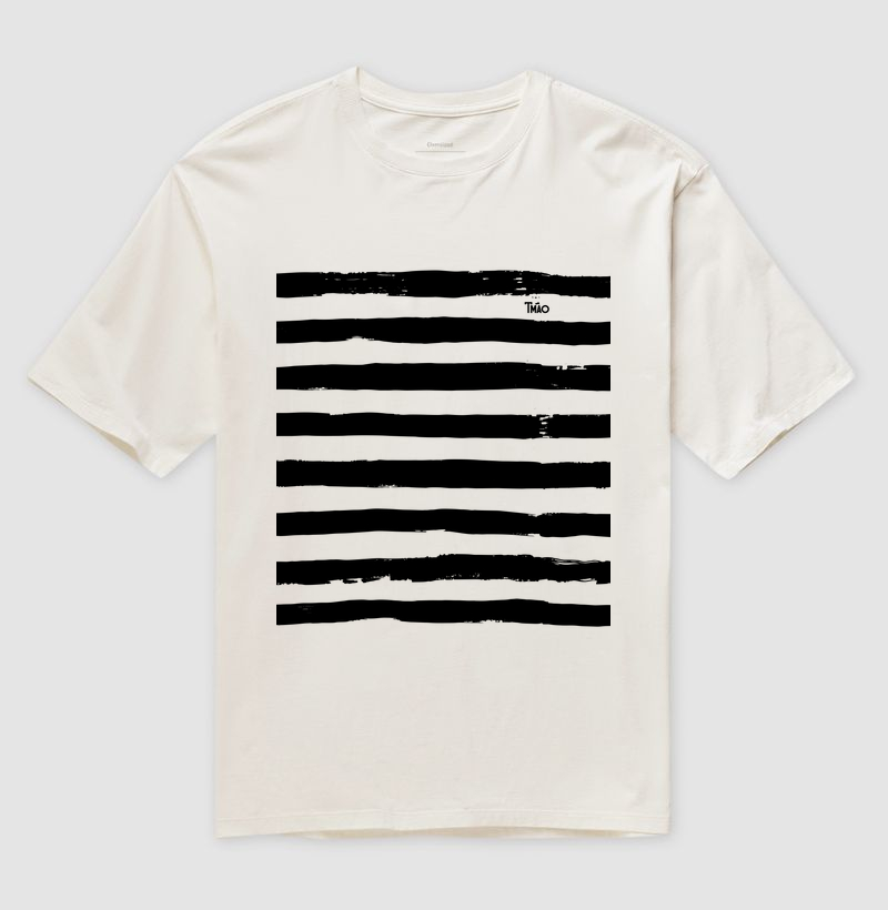 Camiseta Oversized - Listras Alvinegras