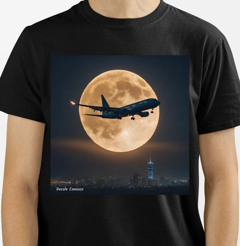 Camiseta Avião e Lua