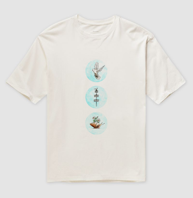 Camiseta Oversize Oxalá Símbolos que Inspiram Fé 