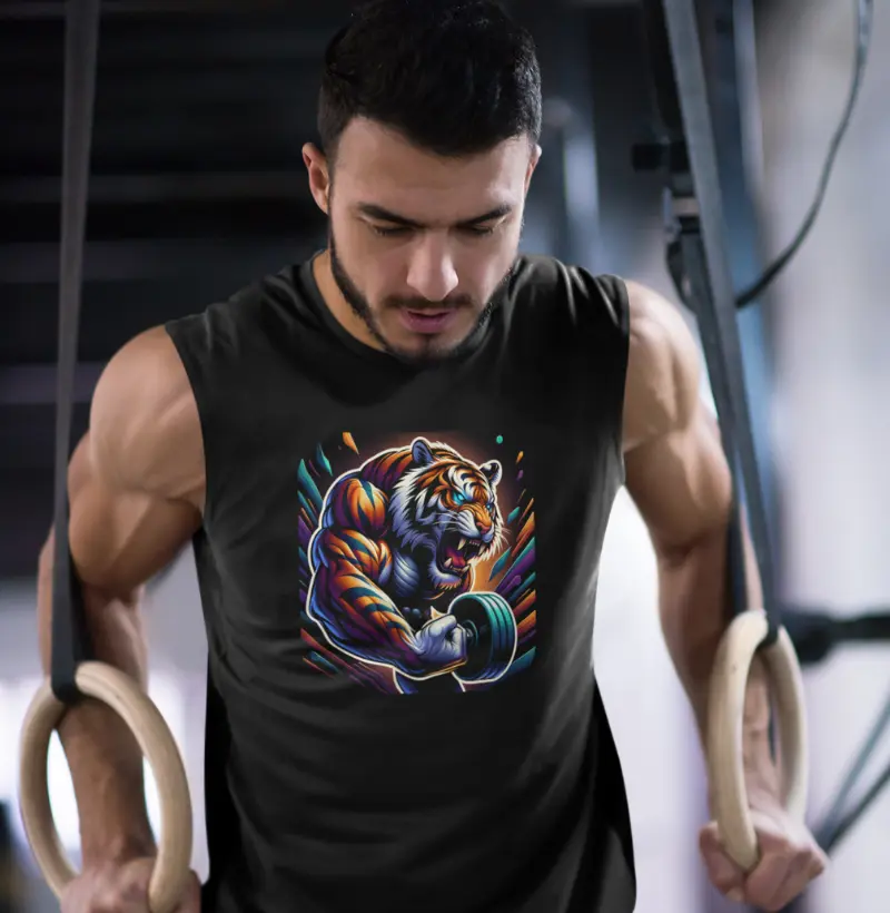 Poder do Tigre | Projeto de Força Dinâmica | Camiseta gráfica Aptidão Feroz