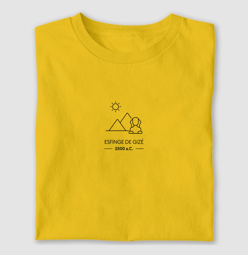 Camiseta Algodão Premium “Esfinge de Gizé 2500 a.C.” – Line Art Unissex (PP ao 4G)