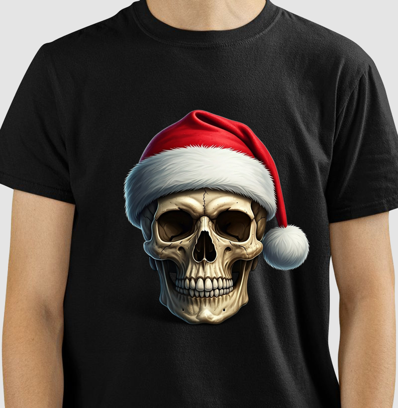 Caveira com gorro de Papai Noel