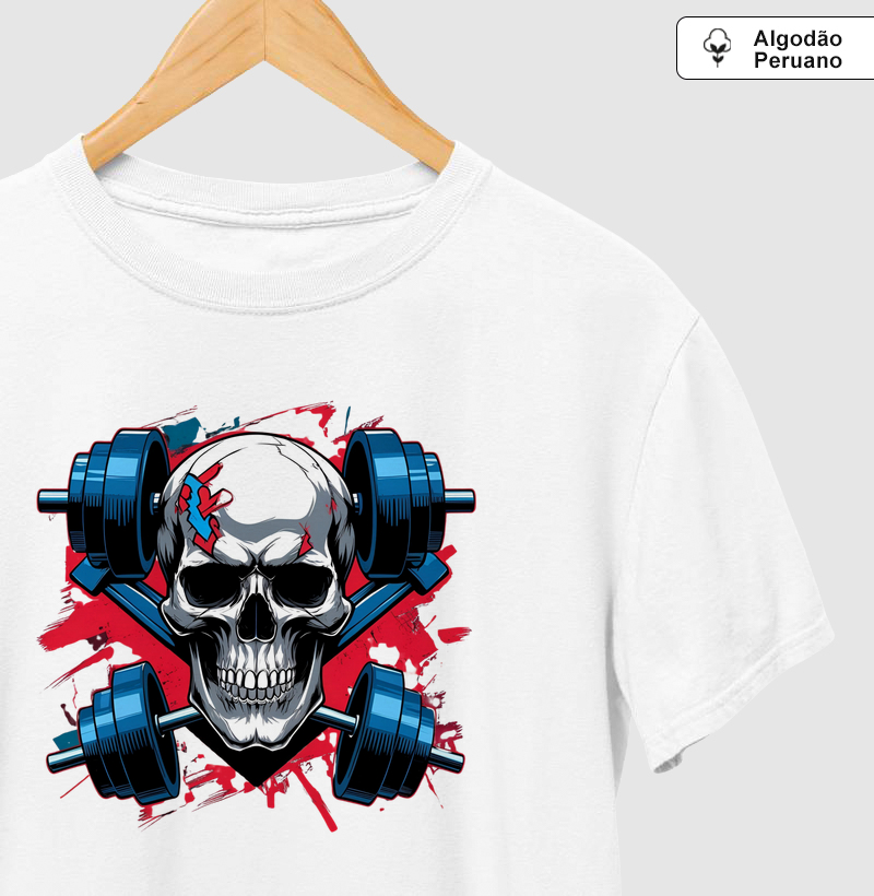 Caveira com barra olímpica