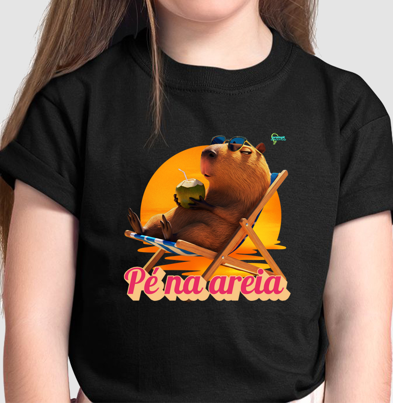 Capivara pé na areia