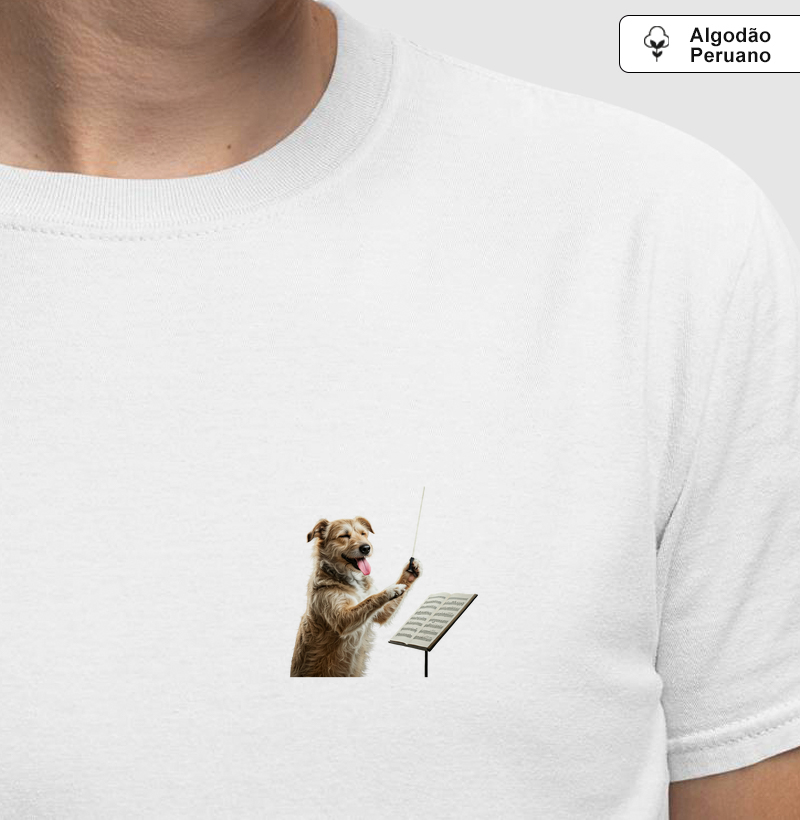 T-shirt Cão Maestro Minimalista Algodão Peruano