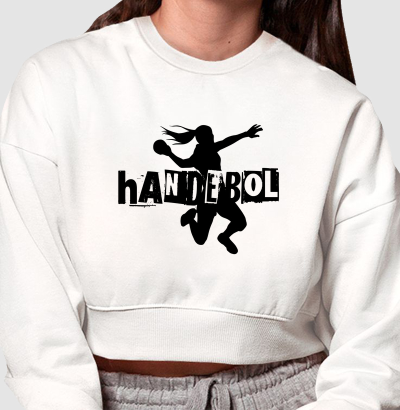 Cropped Moletom de Handebol - Jogador Handebol em Graf. Fem.