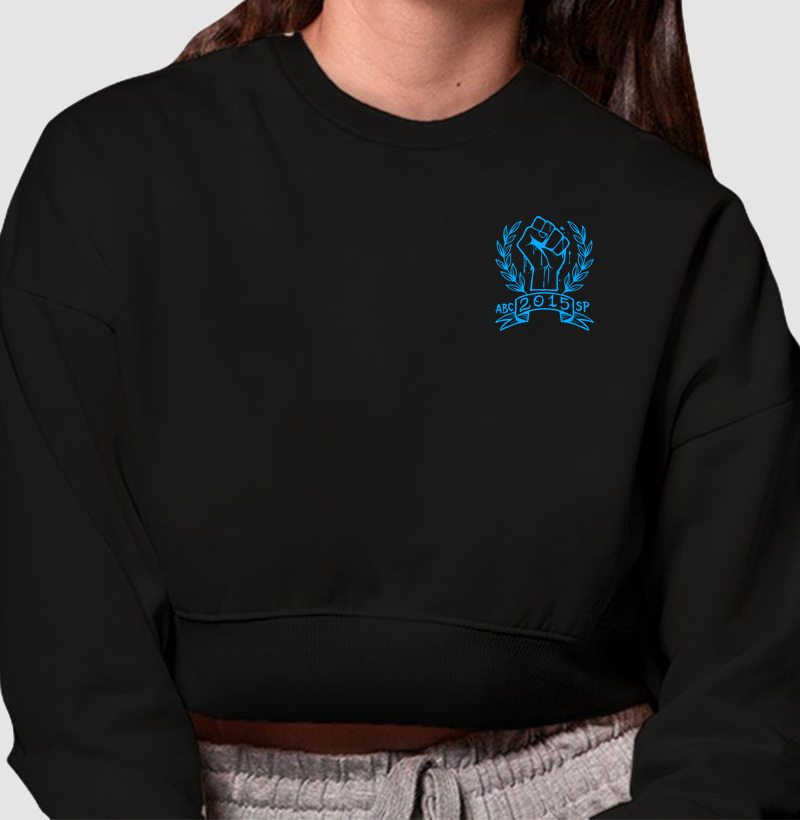 Cropped Moletom Punho Peito Azul