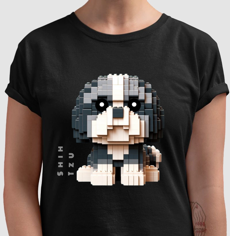 Camiseta Shih Tzu Estilo blocos de montar!