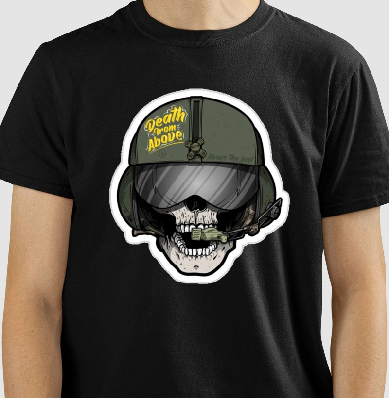 Camiseta Piloto Caveira UH-1 Vietnam War