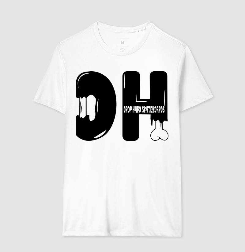 Camiseta basica drop hard skateboards escrita ossos sobre ossos