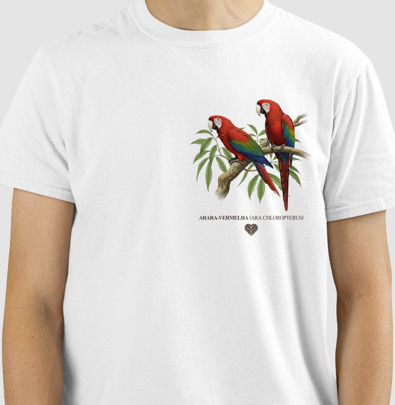 CAMISETA ARARAS VERMELHAS (ESTAMPA PEQUENA)