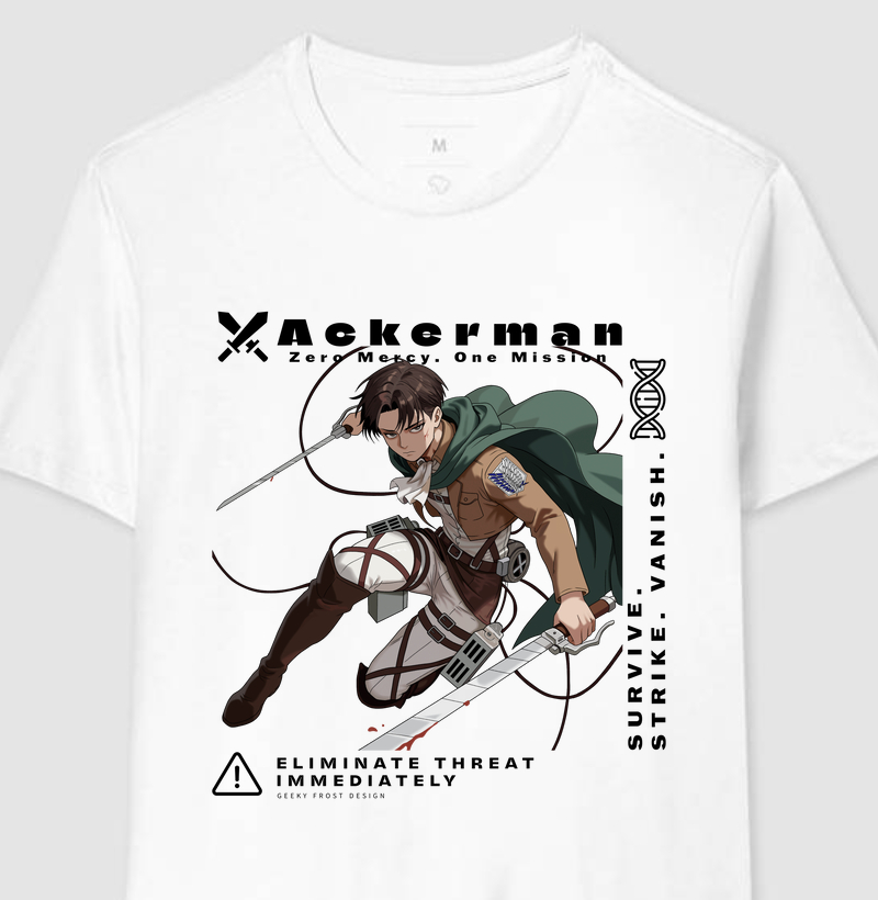 Camiseta Levi – Sangue Frio e Lâmina Afiada - Branca