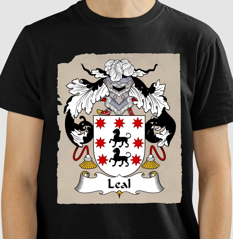Camiseta Brasão Família Leal Sobrenomes Símbolo 