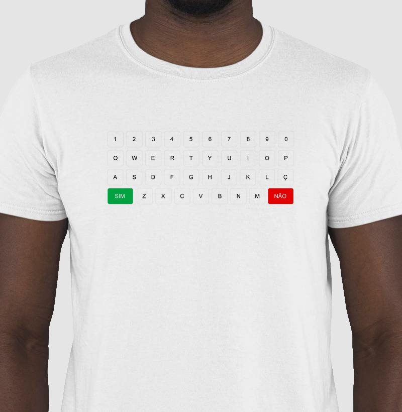 Camiseta Teclado Inclusivo com as teclas SIM e NÃO | Masculina