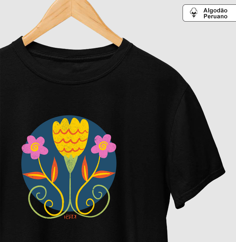 Desenho flores funco azul