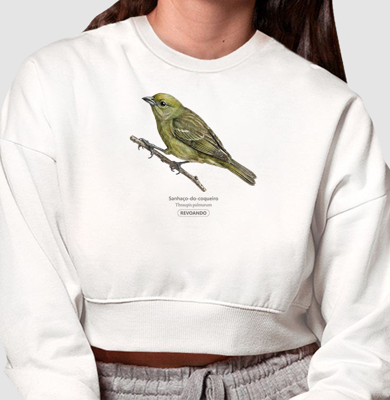Traços Alados - Sanhaço-do-coqueiro - Moletom Cropped