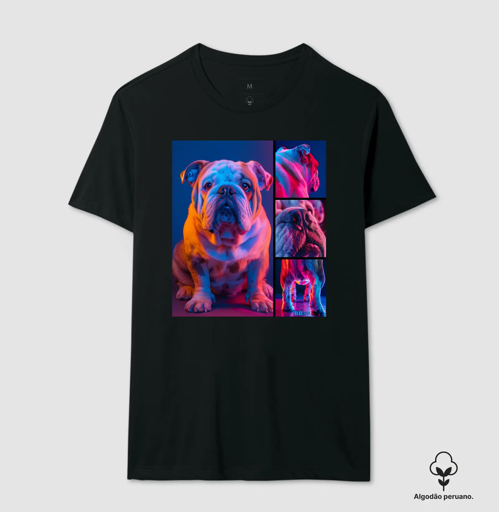 Camiseta Premium Bulldog Ingles "Neon Grid"