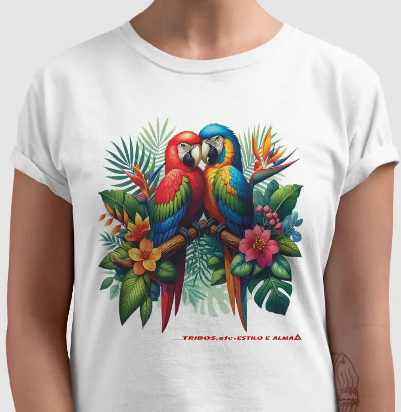 CAMISETA RESERVA.INK MASCULINA E FEMININA TRIBOS.etc ARARAS APAIXONADAS