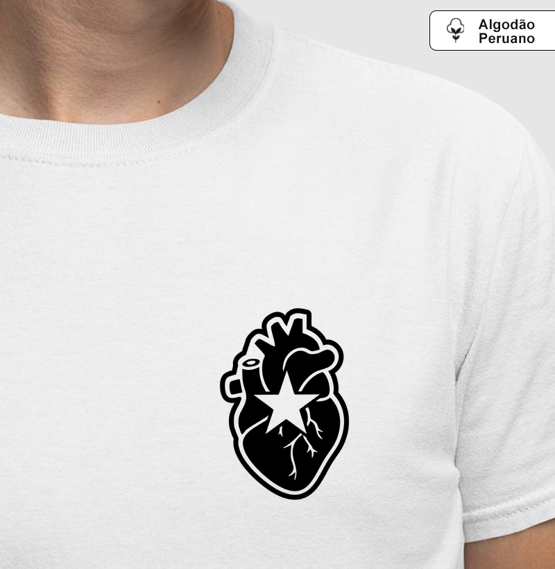 Camiseta Algodão Peruano Coração Alvinegro