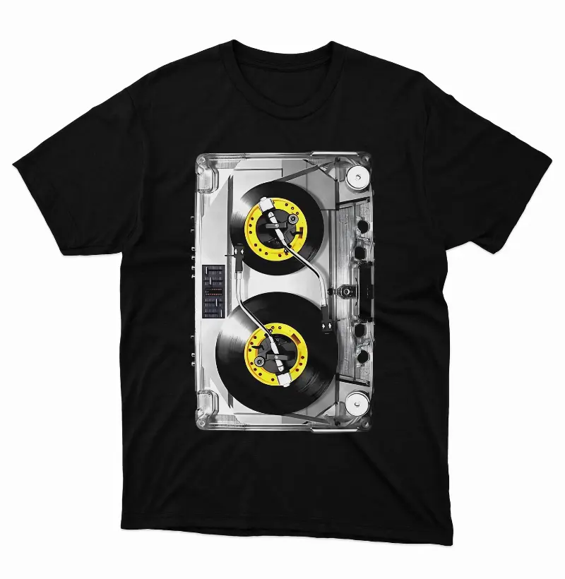 Camiseta Fita Cassete + Vinil (Vintage)