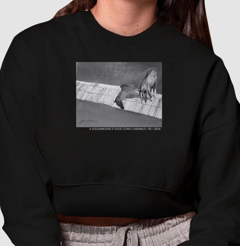 Moletom Cropped Cavalo Caramelo