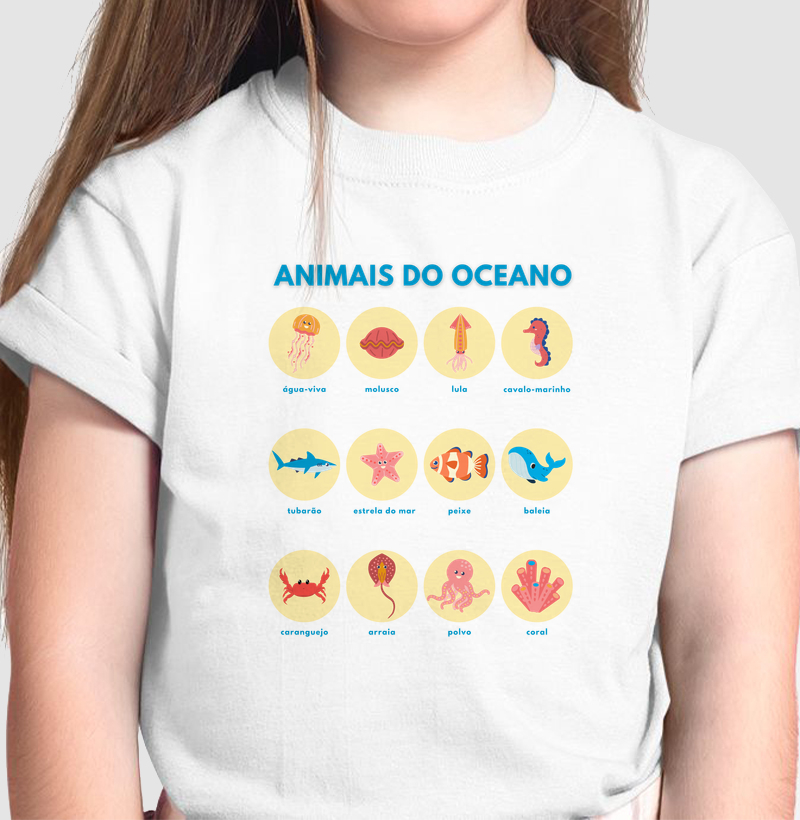 Camiseta Infantil Animais do Mar