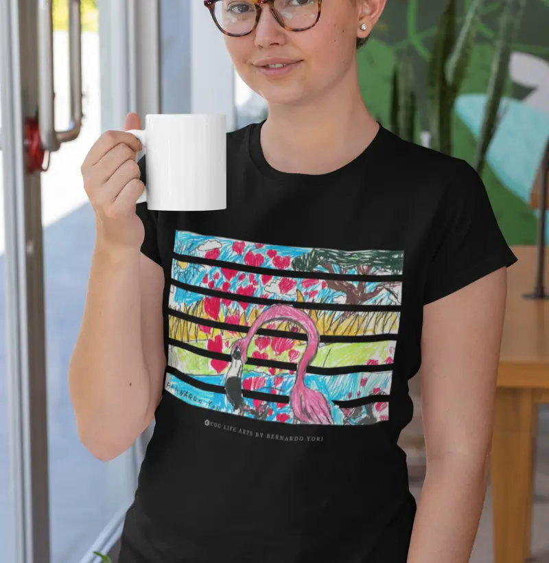 Camiseta Adulto O flamingo rosa by Bernardo Yori